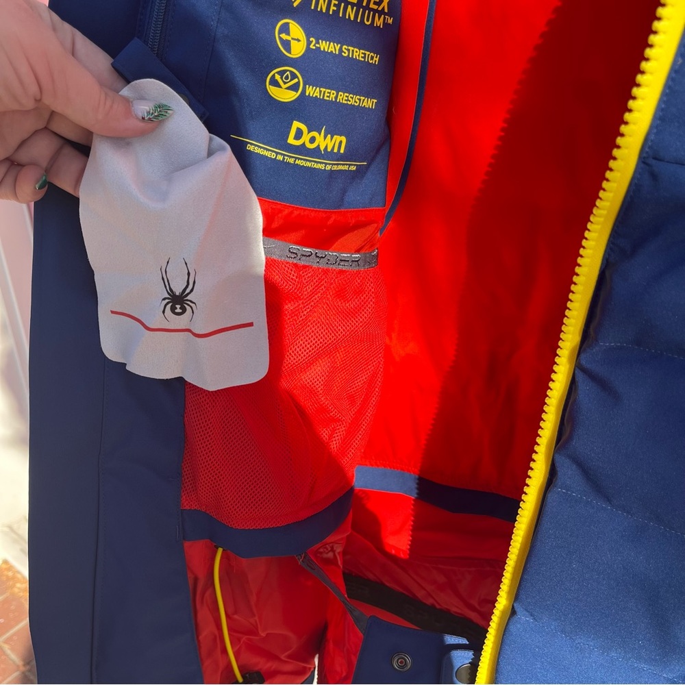 US Ski Team Spyder Rocket GoreTex Infinium Down Jacket Snow Camo Medical Rare  L - Picture 8 of 15